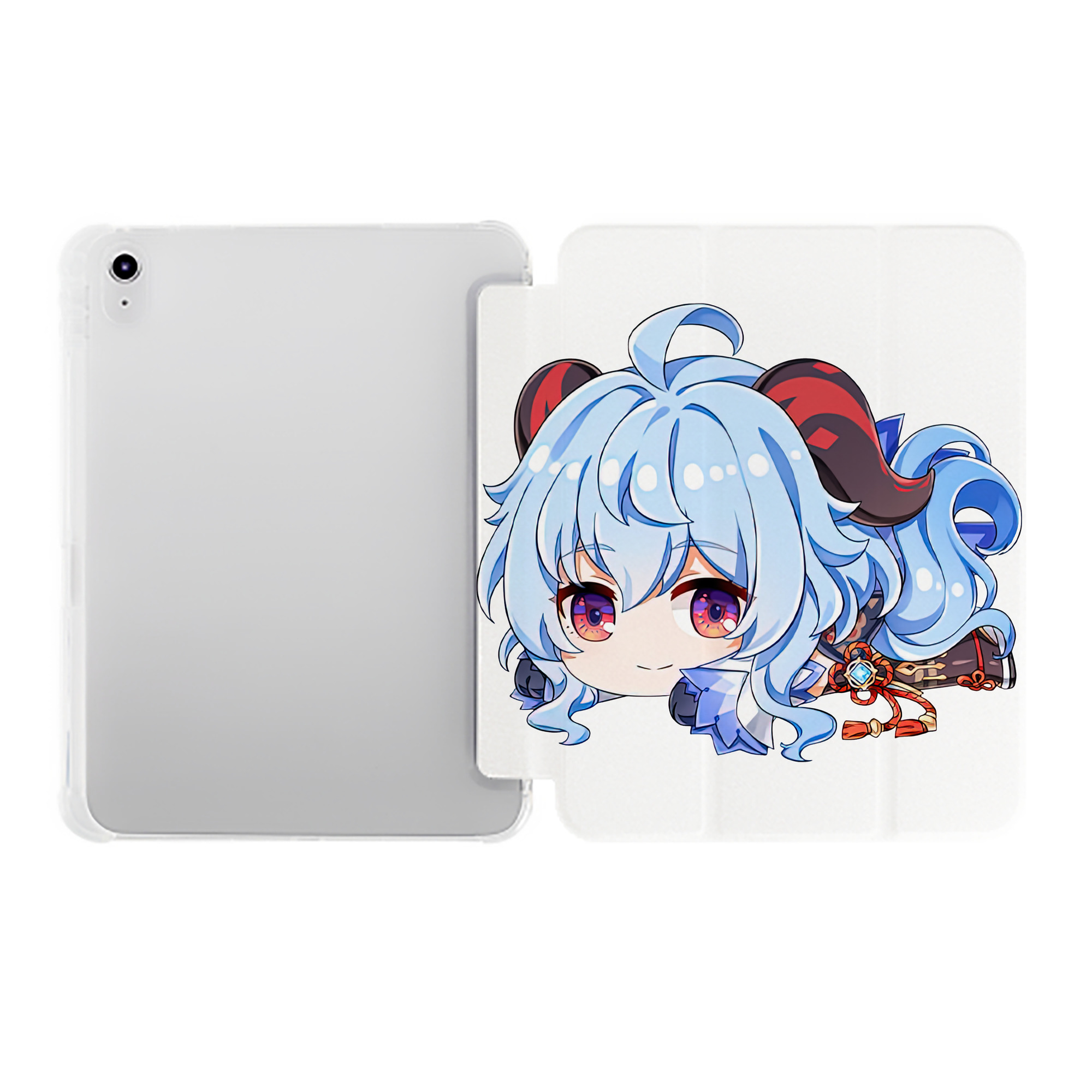 げんし神 甘雨 かんう genshin Ganyu IPad ケース ペン収納付き 三つ折りスタンド PUレザー×シリコン 対応機種9.5/10.5/10.9インチ
